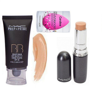 

caroline Sponge Puff,Mac Stick Concealer Studio Fix Fluid Spf 15& Pre+Prime BB Beauty Balm Spf 35/ pa+++ cream foundation(Set of 3)