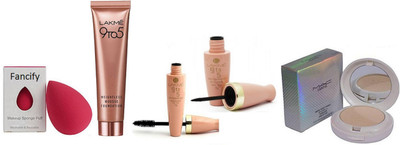 

fancify Spongy Puff , 9 to 5 Mousse Foundation , Eyeliner , Mascara & Lightful Face Powder Compact(Set of 5)