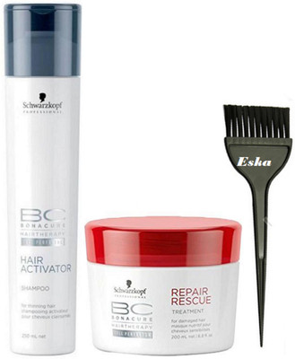 

eska Hair Brush, Schwarzkopf BC Bonacure Activator Shampoo & Repair Rescue Hair Treatment(Set of 3)