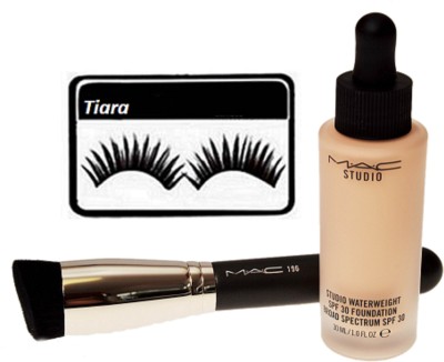 

tiara Eyelashes , Waterweight Foundation , Makeup Brush(Set of 3)