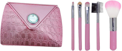 

Majik Diwali Gifts Combo of 5 Pcs Makeup Brush Set Cosmetic Brushes with Double-Sided Makeup Mirror for Travel Use(Set of 6)