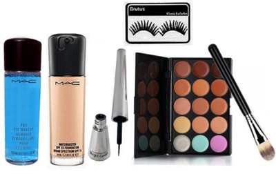 

BRUTUS Eyeshes , Mac 15 Shades Concealer Palette, Brooke Candy Liner, Match Master Foundation,Remover,Brush(Set of 6)