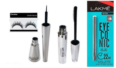 

caroline Eyelashes , Brook candy Eyeliner & Mascara ,Eyeconic Kajal(Set of 4)