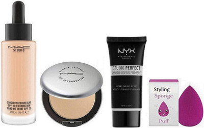 

styling Sponge Puff , Compact, Primer & Foundation(Set of 4)