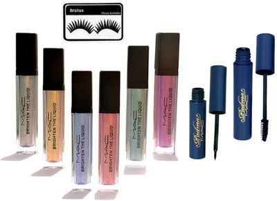 

BRUTUS Eyelashes, Mac Brighten Liquid Eye Pigment 6 in 1, Padma Eyeliner & Mascara(Set of 9)