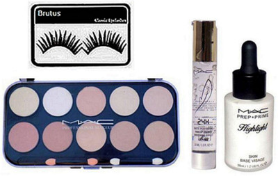 

brutus Eyelashes , Mac Professional 10 Shade Concealer Palette & Up To 24H Matte Perfecting Face Primer & Highlight Skin Base Visage(Set of 4)