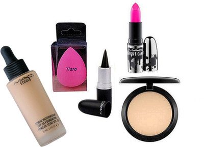 

tiara Spounge puff , Fix Compact , Waterweight Foundation , Brook Candy Pink Lipstick , Stick kaj.(Set of 5)
