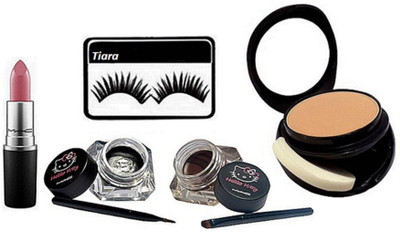 

tiara Eyelashes , Two way Compact , Matte Finish Lipstick , Hello Kitty Eyeliner(Set of 5)