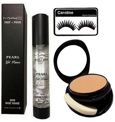 

Caroline Eyelashes, Mac Pearl Primer, Two way compact(Set of 3)