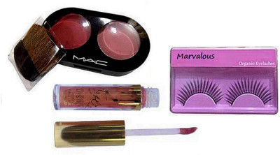 

marvalous Eyelashes, 2 Shades Blusher, Kylie Lip Gloss(Set of 3)