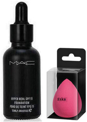 

Eska Sponge Puff, Mac Hyper Real Liquid Spf 15 Foundation(Set of 2)