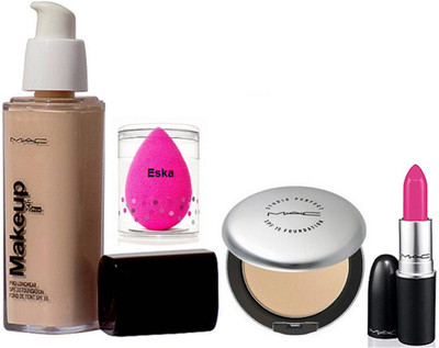 

eska Sponge Puff, Mac Makeup Pro Longwear Foundation Spf 10,Studio Prefect Compact,Candy Yum-yum Lipstick(Set of 4)