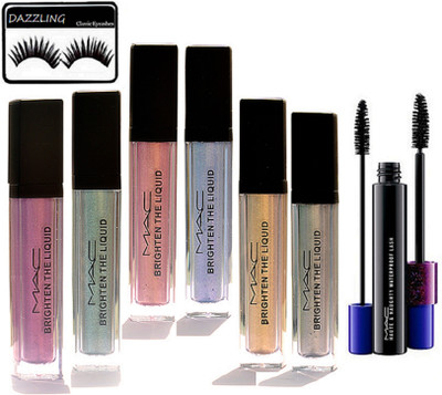 

DAZZLING Eyelashes with Brighten Liquid Eye Pigment 6in1, Haute and Naughty Double Effect Mascara MAc(Set of 3)