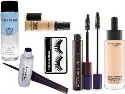 

Pink Rebellion Eyelashes, Waterweight Foundation,Liquid Eyeliner,Haute & Naughty mascara,Pro Longwear Concealer,Bobbi Brown makeup remover(Set of 6)