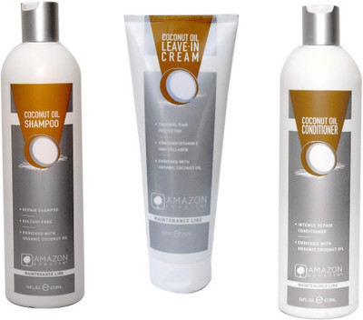 

AMAZON KERATIN COCONUT OIL SHAMPOO, CONDITIONER, LEAVE IN CREAM(Set of 3)