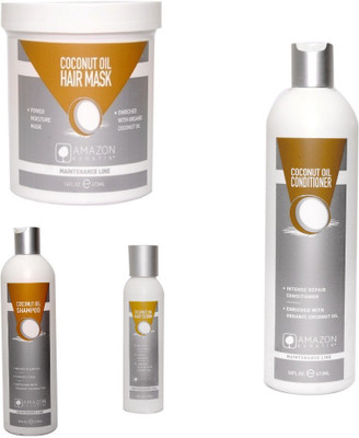 

AMAZON KERATIN COCONUT OIL SHAMPOO, CONDITIONER, MASK, SERUM(Set of 4)