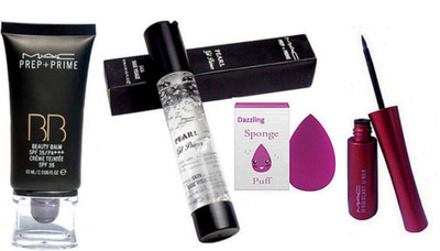 

DAZZLING Sponge Puff & BB Beauty Cream Foundation Mac & Pearl Primer & Eye Liner(Set of 4)
