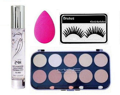 

brutus Eyelashes , Mac 24H Matte Perfecting Makeup Primer , 10 Shade Concealer Professional Palette , Sponge Puff(Set of 4)