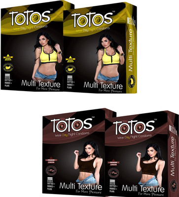 

TOTOS BANANA , BANANA ,CHOCOLATE , AND CHOCOLATE FLAVOURED 4 PACK 40 PCS DOTTED FOR MORE PLEASURE Condom(Set of 4, 40S)