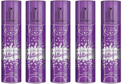 

Layer Shot Wottagirl Heaven Pack of 5 Deodorant Spray - For Women(675 ml, Pack of 5)