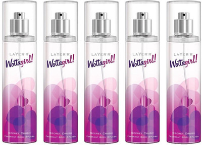 

Layer Shot Wottagirl Secret Crush Pack of 5 Deodorant Spray - For Women(675 ml, Pack of 5)