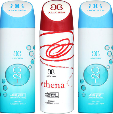 

Arochem H2O -2 & ETHENA COMBO DEO DYNAMIC DEODORANT BODY SPRAY - FOR MEN & WOMEN Body Spray - For Men & Women(600 ml, Pack of 3)