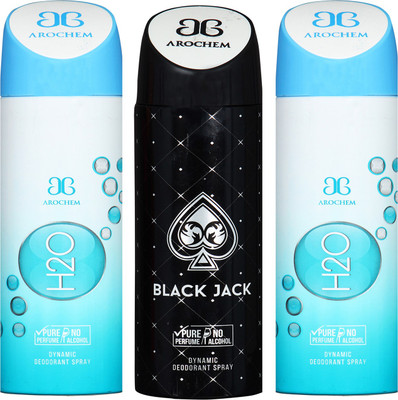 

Arochem H2O -2 & BLACK JACK COMBO DEO DYNAMIC DEODORANT BODY SPRAY - FOR MEN & WOMEN Body Spray - For Men & Women(600 ml, Pack of 3)