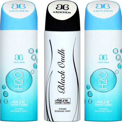 

Arochem H2O -2 & BLACK OUDH COMBO DEO DYNAMIC DEODORANT BODY SPRAY - FOR MEN & WOMEN Body Spray - For Men & Women(600 ml, Pack of 3)