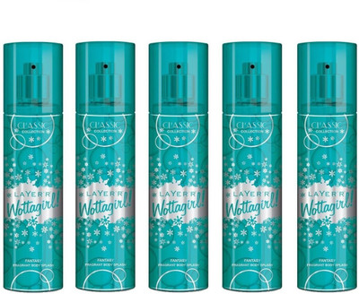 

Layer Shot Wottagirl Fantasy Pack of 5 Deodorant Spray - For Women(675 ml, Pack of 5)
