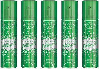 

Layer Shot Wottagirl Evergreen Pack of 5 Deodorant Spray - For Women(675 ml, Pack of 5)