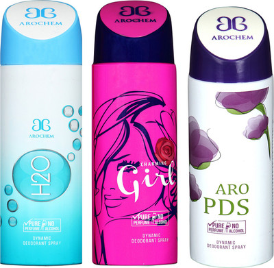 

Arochem H2O & GIRL & ARO PDS COMBO DEO DYNAMIC DEODORANT BODY SPRAY - FOR MEN & WOMEN Body Spray - For Men & Women(600 ml, Pack of 3)