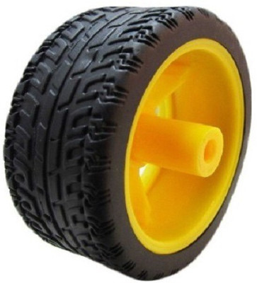 TechWiz 65mm Robot Wheel Tyre for BO Motor- Yellow Electronic Components Electronic Hobby Kit