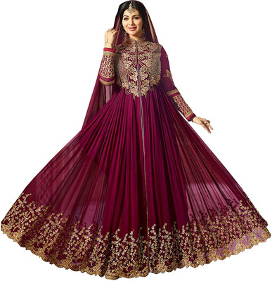 CREATIONS Georgette Embroidered Semi-stitched Salwar Suit Dupatta Material Flipkart