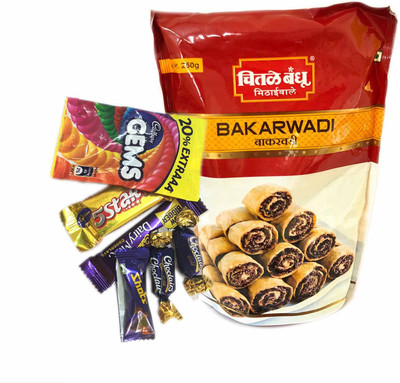 

Mithai4all Diwali Gift Hamper of Cadbury Mix Chocolates, Bakarwadi with Paper Bag Combo(1 Hamper)