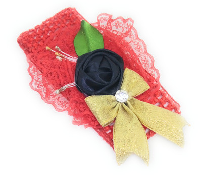 

SKD Elastic Baby Girls Headband Rose hair Band with bow / hair Accessories / Head band / Black - Red-002 Head Band(Red)