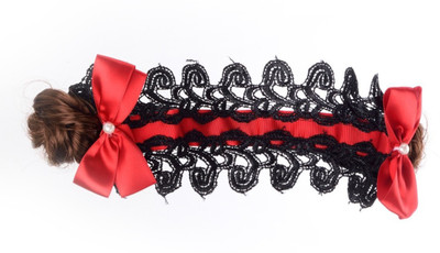 

NeedyBee Black broad french lace Headband for Newborn and baby girls Head Band(Red)