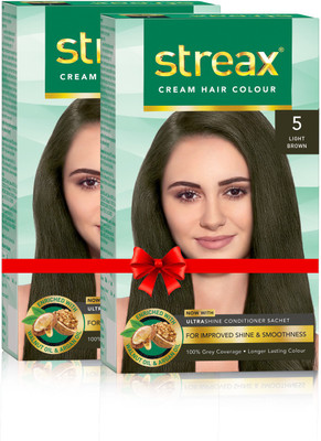 

Streax Cream Hair Colour-Pack of 2 Hair Color(Light Brown No-5)
