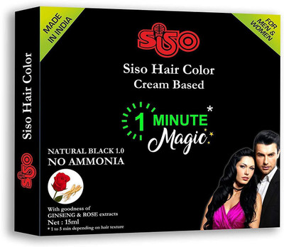 

Siso 1 Minute Magic Cream Based Hair Color (Made In India) 15ml Pack of 12 Hair Color(Black)