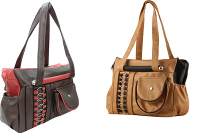 

Lifestyle Fashion Hand-held Bag(Gold, Brown), Brown;gold