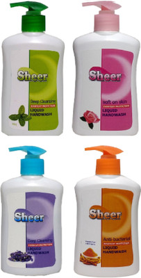 

Sheer Hand Wash Combo Kit (4X200ml each) Rose,Mint,Lavender,Haldi Chandan(800 ml, Pump Dispenser, Pack of 4)