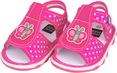 MeeMee Girls Velcro Flats(Pink, Dark pink