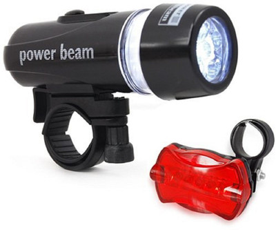 

Protos India.Net Headlight Power Beam and Red Tail Combo Battery WJ 101 Bike Bicycle LED Front Rear Light Combo(Black)