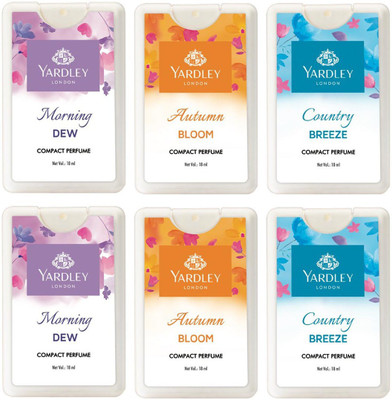 

Yardley London Morning Dew, Autumn Bloom & Country Breeze Compact Perfume -18ml (Pack of 6) Perfume - 18 ml(For Women)