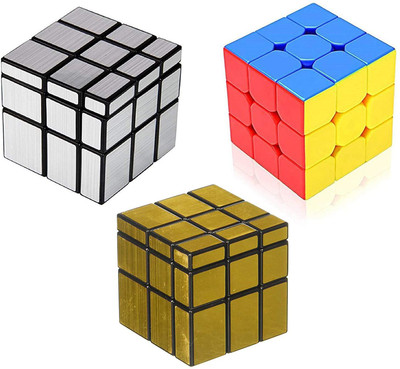 

AsianHobbyCrafts Magic Speed Rubik's Cube Combo Pack, Gold/Silver/Multi (COMBO B )(3 Pieces)