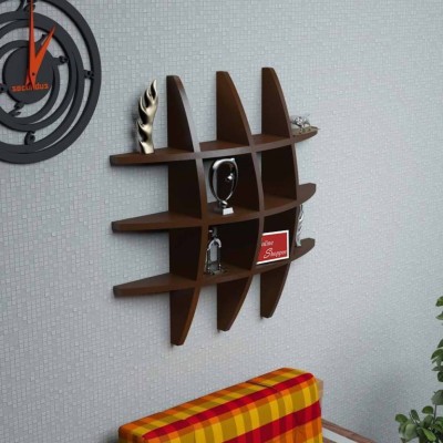 ONLINECRAFTS wooden wall shelf Wooden Wall Shelf(Number of Shelves - 12, Brown)