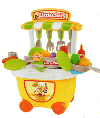 

TALKING GANESHA 29 Pcs Little Chef Kitchen Play Set Toy with Wheels for Kids (Yellow)
