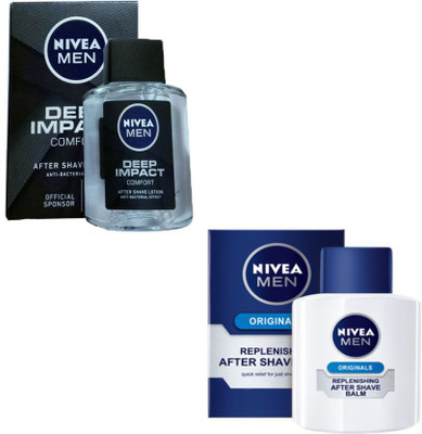 

Nivea MEN DEEP IMPACT COMFORT ANTI BACTERIAL AFTER SHAVE LOTION 100 ML + MEN ORIGINALS REPLENISHING AFTER SHAVE BALM 100 ML(100 ml)
