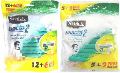 

Schick Original (American) For Men Sensitive Skin Disposable Razor 1 Pack (12+6 Razor & 5+2 Razors)(Pack of 15)