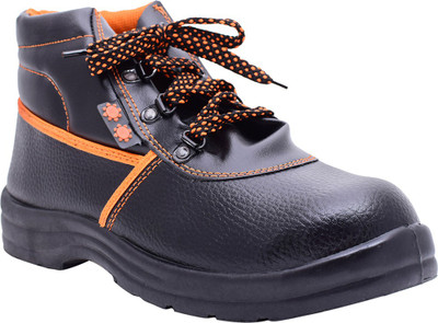 

Indcare Aero High Ankle Safety Shoes Boots For Men(Black, Orange