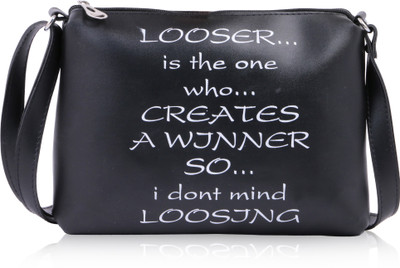 

GLORIST Women Casual Black Leatherette Sling Bag